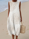 Robe Longue Sans Manches à Motif Texturé