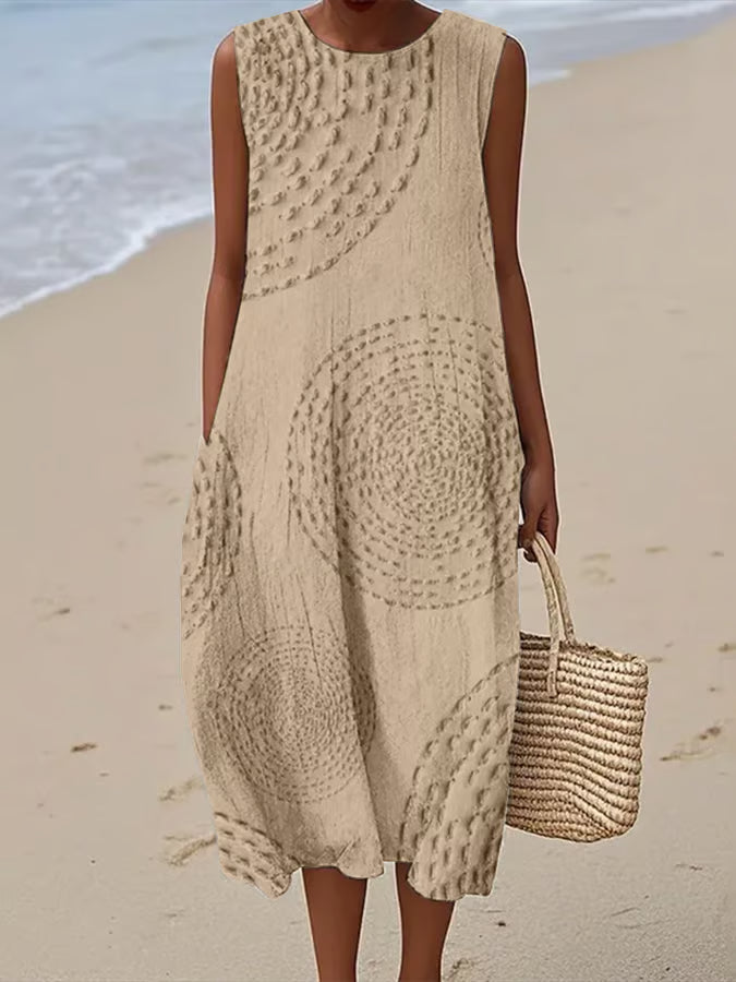 Robe Longue Sans Manches à Motif Texturé